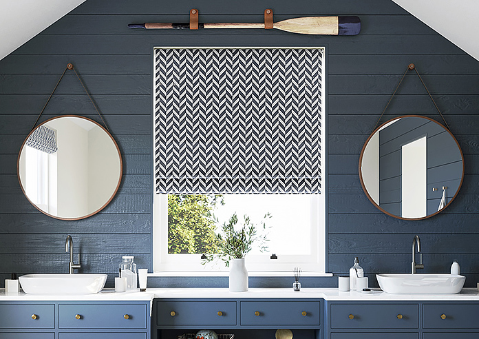 Chevron Stripe, Navy - Twist&Fit Roman Blind - Image 3